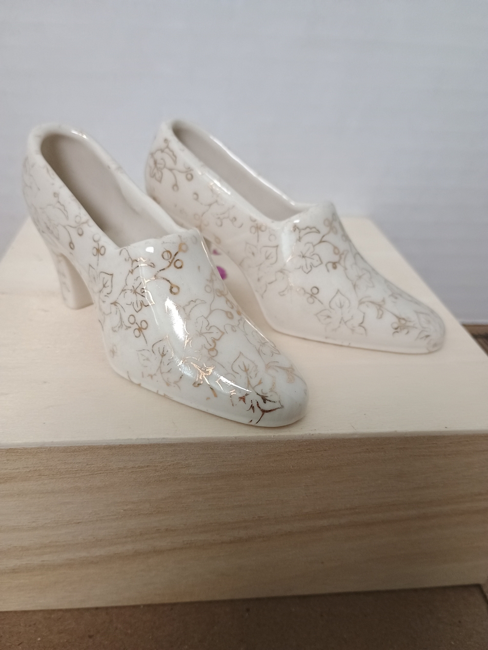 Royal China Floral Heels White